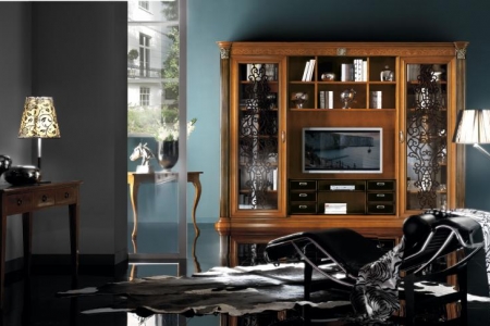 soggiorno con ante scorrevoli con traforo