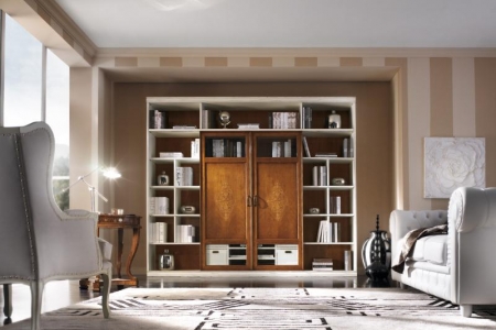 soggiorno  con porte intarsiate