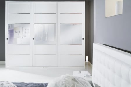 armadio scorrevole con specchi  laccato bianco