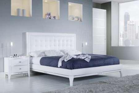 letto imbottito Vera Pelle in frassino laccato