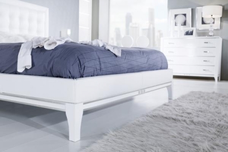 letto imbottito Vera Pelle in frassino laccato