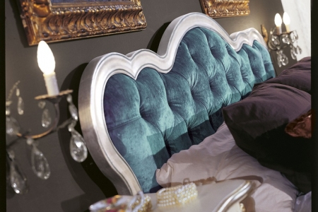 letto foglia argento con velluto capitonnè