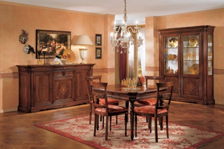 soggiorno noce intarsiato