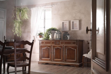 credenza classica  colore noce 3 ante con 3 cassetti