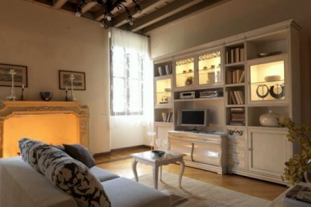 soggiorno sagomato laccato bianco