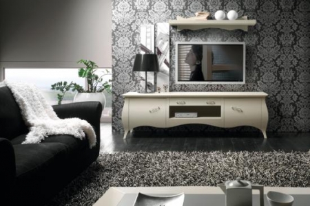 porta tv sagomato laccato bianco