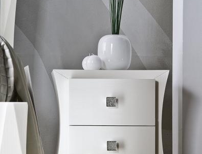 comodino bianco 2 cassetti in frassino