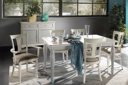 tavolo laccato bianco con piano laccato panna