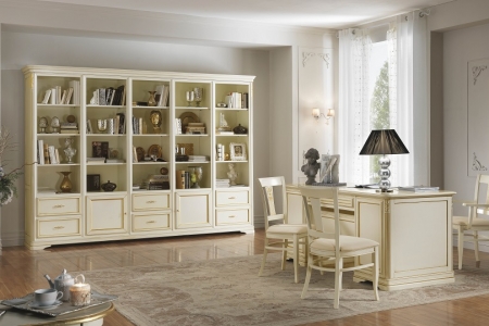 studio laccato panna con finiture foglia oro