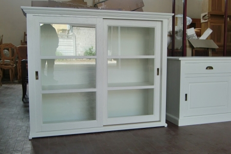 credenza-cristalliera laccata bianca